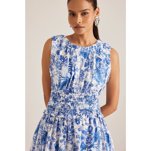 Anthropologie Sleeveless Poplin Smocked Midi Dress - Picture 4 of 10